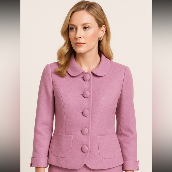 london Times Light Pink shimmer shiny Blazer with bug large buttons barbie - Picture 2 of 6